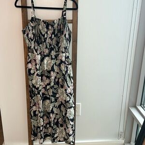 Floral patterned summer tank dress with smocked top